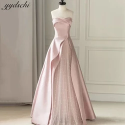 Customized Strapless Appliques Sleeveless Satin A-Line Wedding Dresses For Woman 2024 Sweep Train Bridal Gowns vestidos de novia