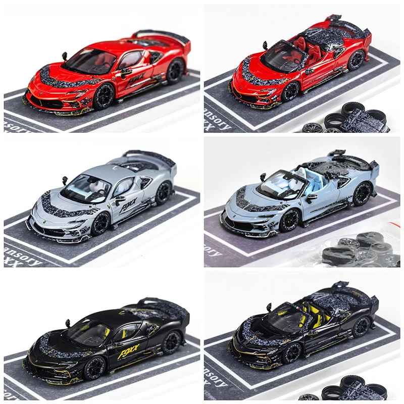 MJ 1:64 Convertible Version Gray Mansory F9XX Racing Sports Model Diecast Metal Car Simulation Child Collection Toy