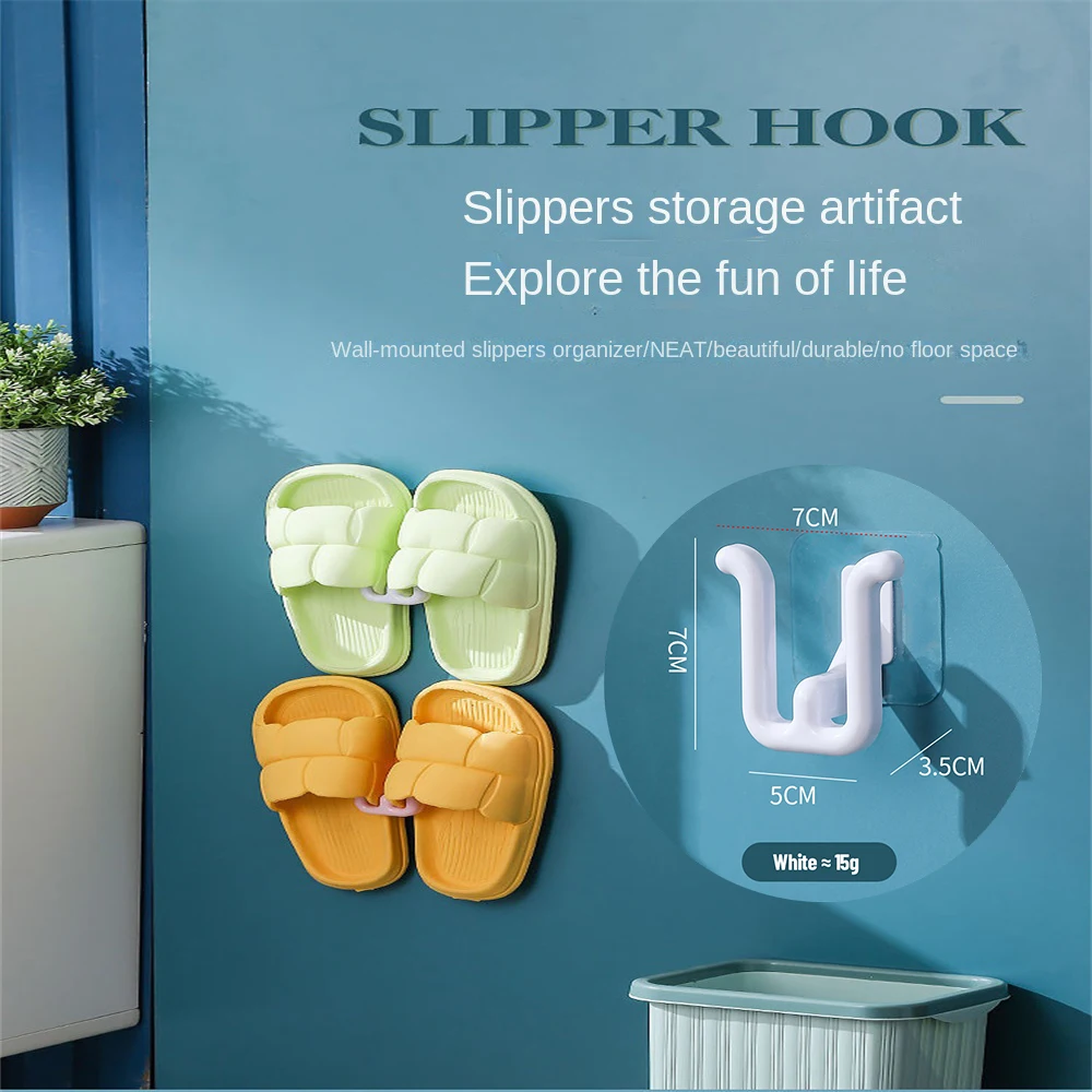 Slipper Rack Bathroom Self-adhesive Simple Slipper Hook Toilet Drainage Rack Wall Mounted Bedroom Storage Hook Shoe Drying Rack