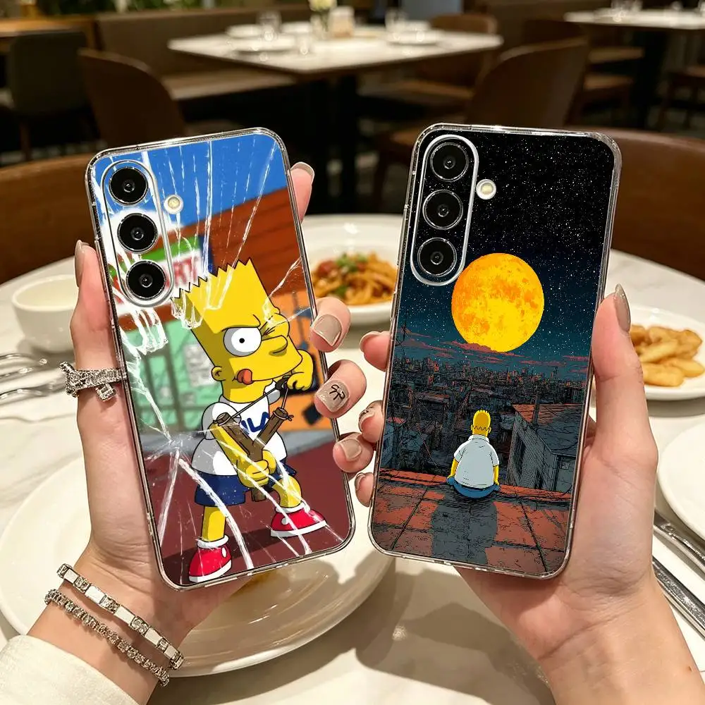 funny the Simpsons Phone Case For Samsung A71, A70, A52, A51, A40, A30, A20 Transparent Cover