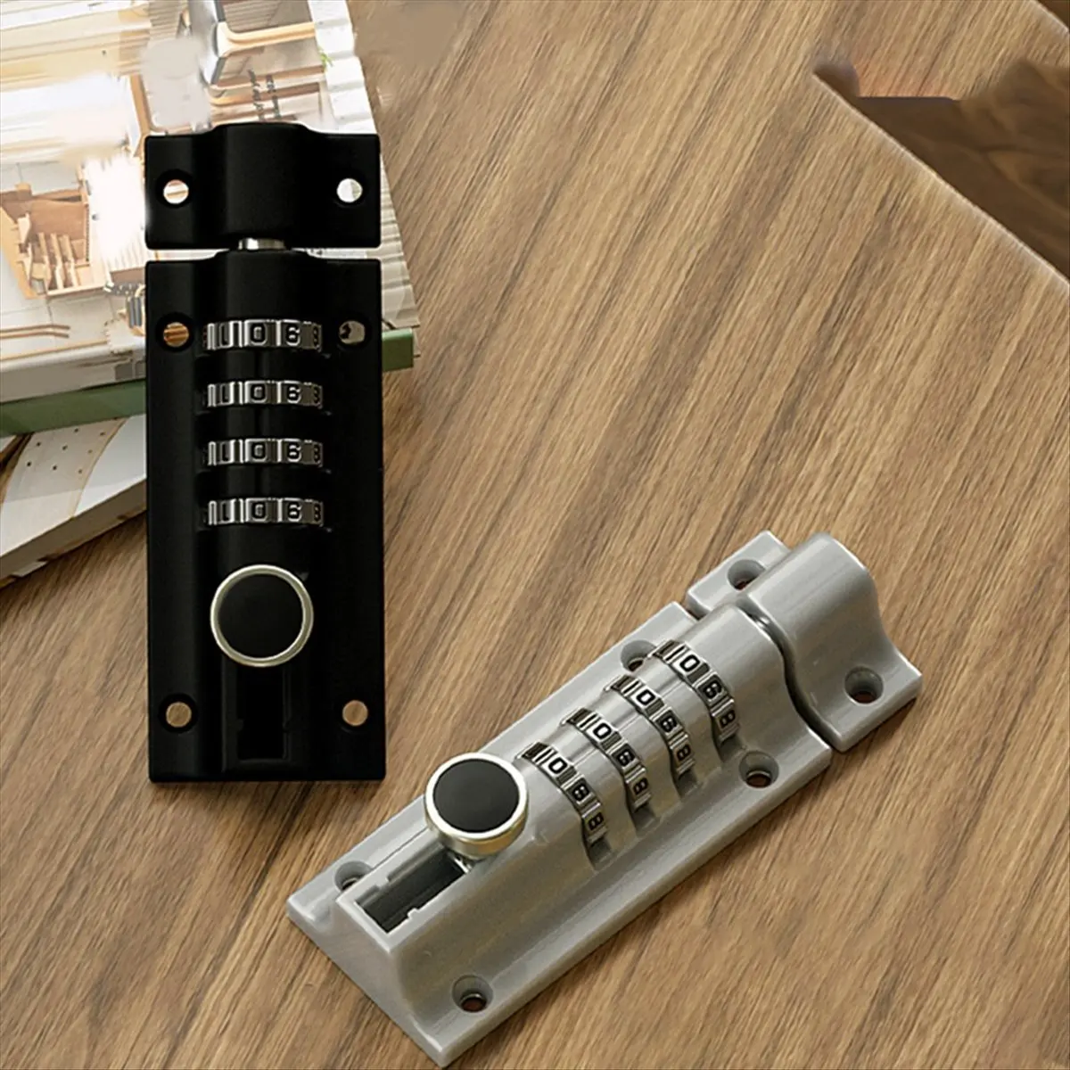 NOCM Password Lock Sliding Combination Lock Password Door Security Lock Password Lock Catch (Silver)