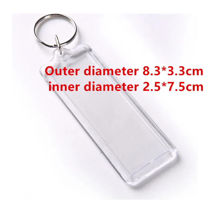 사각형 빈 아크릴 삽입 사진, Sleuteling Houder Diy 분할 링, Sleutelanger Voor, 50PCs 썸네일 2
