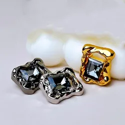 6PCS Of Irregular Diamond-encrusted Rectangular Metal Buttons For Jacket Sweater Coat Suit Button