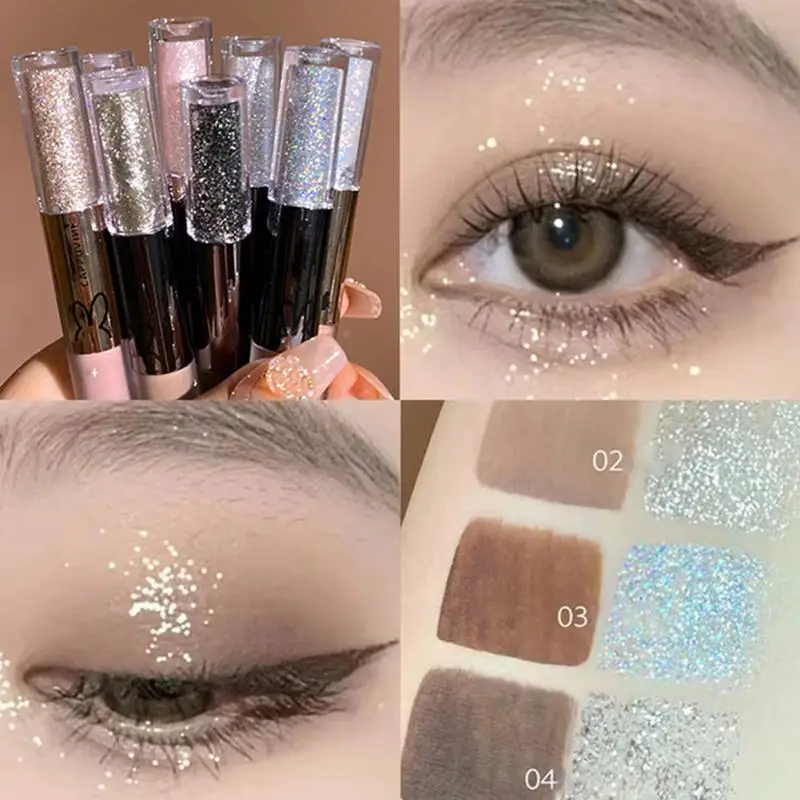 Double Head Glitter Liquid Eyeshadow Matte Eye Shadow Contour Lying Silkworm Eye Cosmetics Waterproof Lasting Eyeshadow Makeup