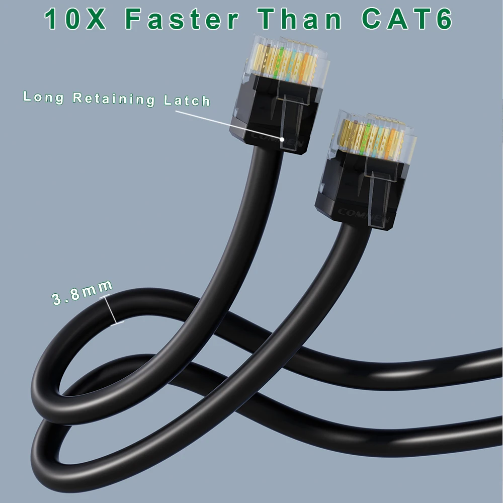 Patchtek Cat6A RJ45 Slim Ethernet Cable 10Gbps Cat 6A Patch Cord Cat6 UTP Network for Patch Panel to Switch, Flexiable Cat6