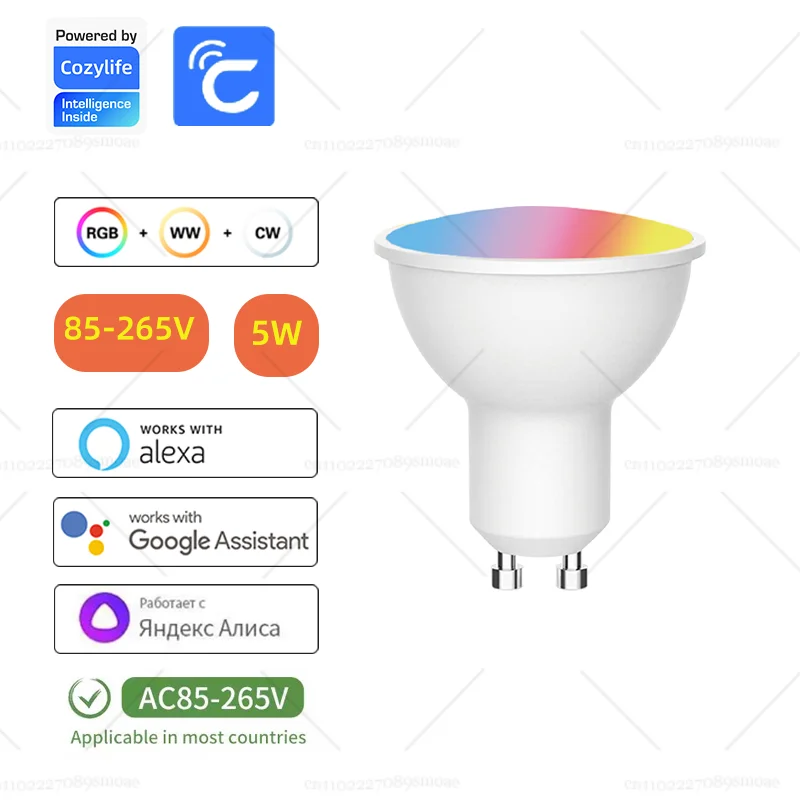 【セール中】ZigBee GU10 WIFIスマートLED電球 RGB CWホワイト 5W調光対応ランプ APP制御電球 Alexa/Google Siri対応スイッチランプ