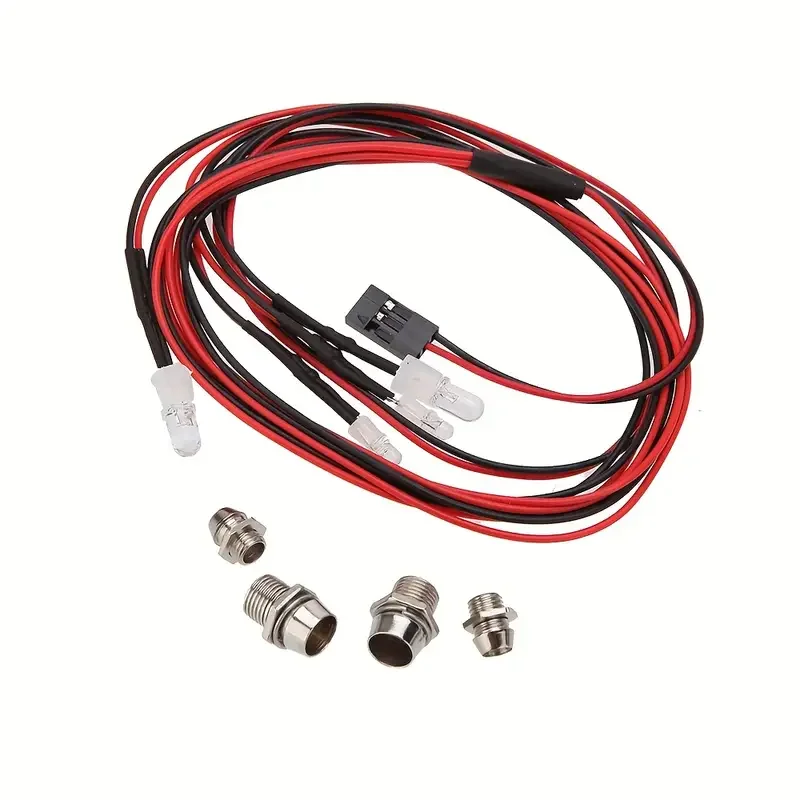طقم إضاءة LED 3 مم/5 مم لسيارة RC - مصابيح أمامية حمراء/بيضاء، 4 مصابيح أمامية LED مع قابس فوتابا، ملحقات سيارة طراز DIY