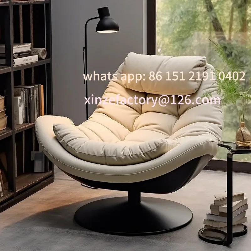 

Customizable minimalist light luxury sofa recliner Italian living room balcony single leisure reading swivel chair lazy sofa