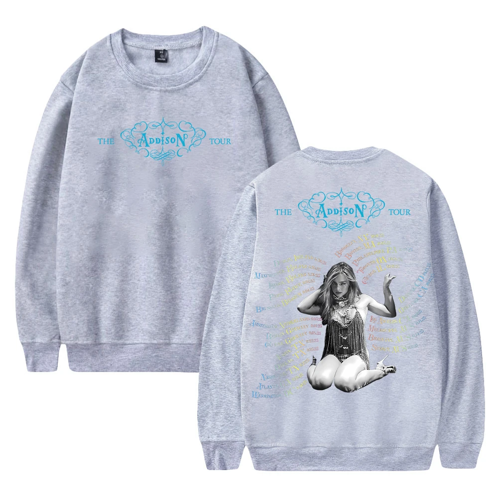 GF Addison Rae 2025 The Addison Tour Merch Crewneck كم طويل ملابس الشارع الشهير الرجال النساء البلوز البلوز موضة الملابس #3
