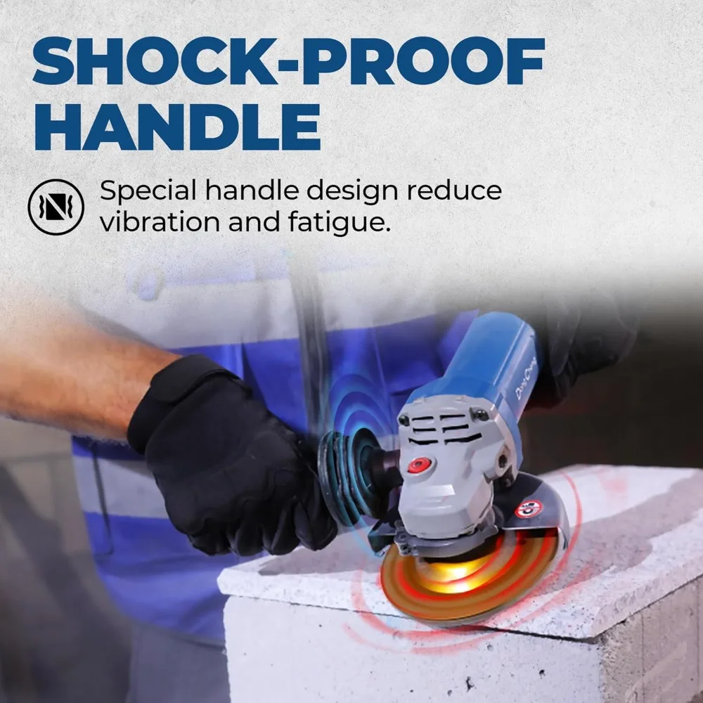 Gerinda Sudut Listrik 9.2 Amp, 4-1/2 inci, 11800RPM, Pelindung Tanpa Alat, Alat Gerinda Logam Listrik, Gerinda Sudut Kecil Berkabel