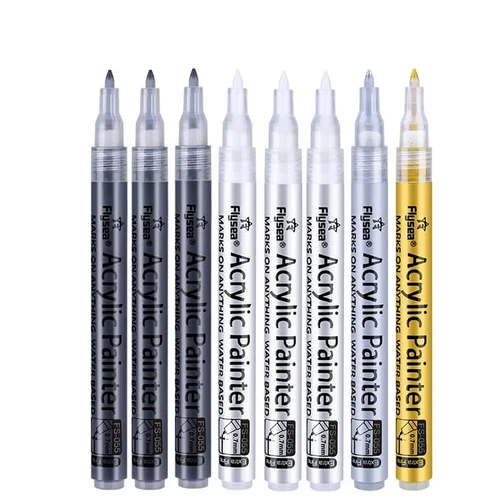 아크릴 마커 펜 포인트, 암벽화, 돌, 세라믹, 드로잉 불투명 잉크용, 블랙, 화이트, 골드, 실버, 엑스트라 파인, 1 개 