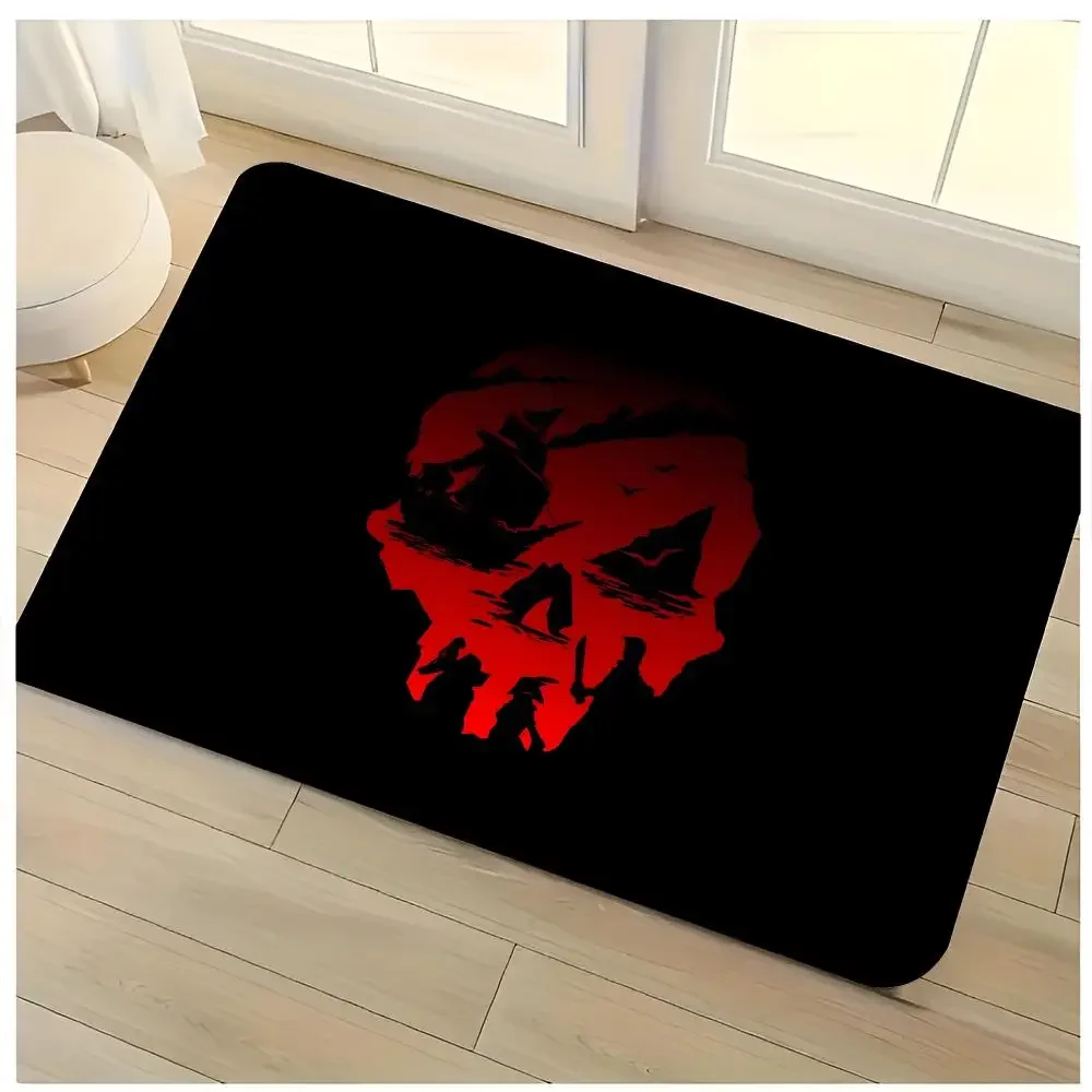 pirate open world adventure game S-Sea of Thieves Floor Mat Washable Absorbent Flannel Door Mat Non-Slip Indoor Floor Rug