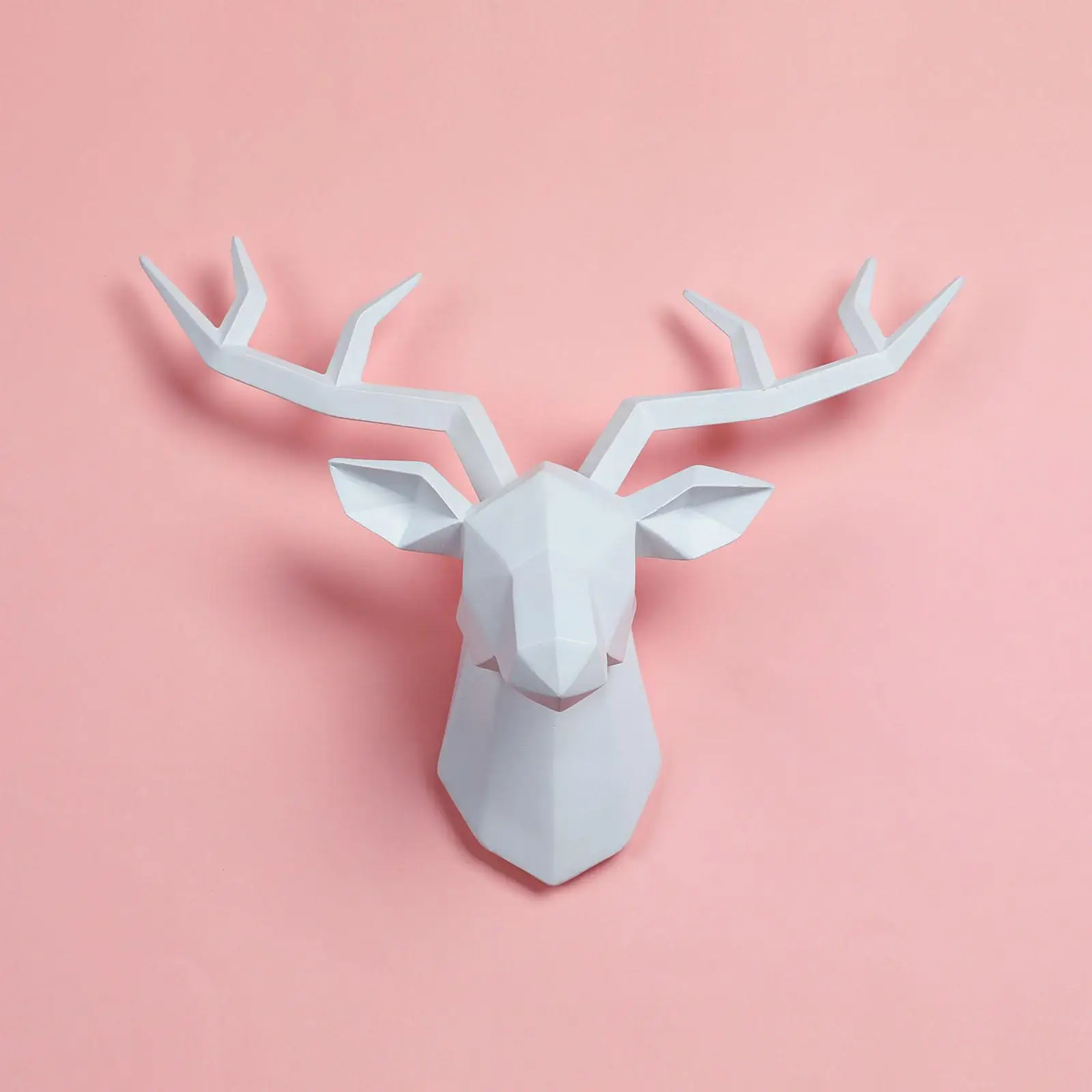 3 Deer Head Sculpture Animal Statue Figurines Wall Mount Modern Elk Ornament Geometrical Antlers Statuette for Bedroom Decor