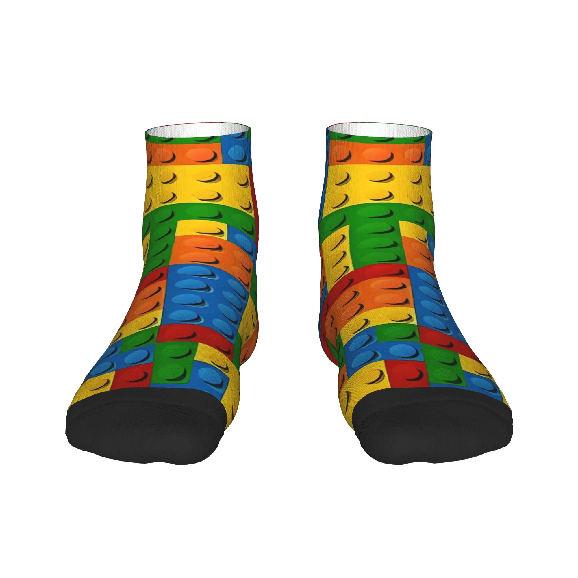 Women Men Casual Socks Compact Primary Color Building Blocks Anti Skid Soft Sock Summer  Gothic Pattern Outdoor Sports Socks