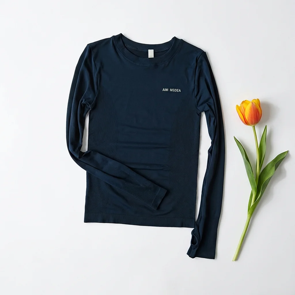 Damen Yoga-Top Nahtloses Shirt Sport-T-Shirts Fitnesskleidung Langarm Kurzarm Yoga-Shirt Gym-Top Lauf-Activewear – Detail 14