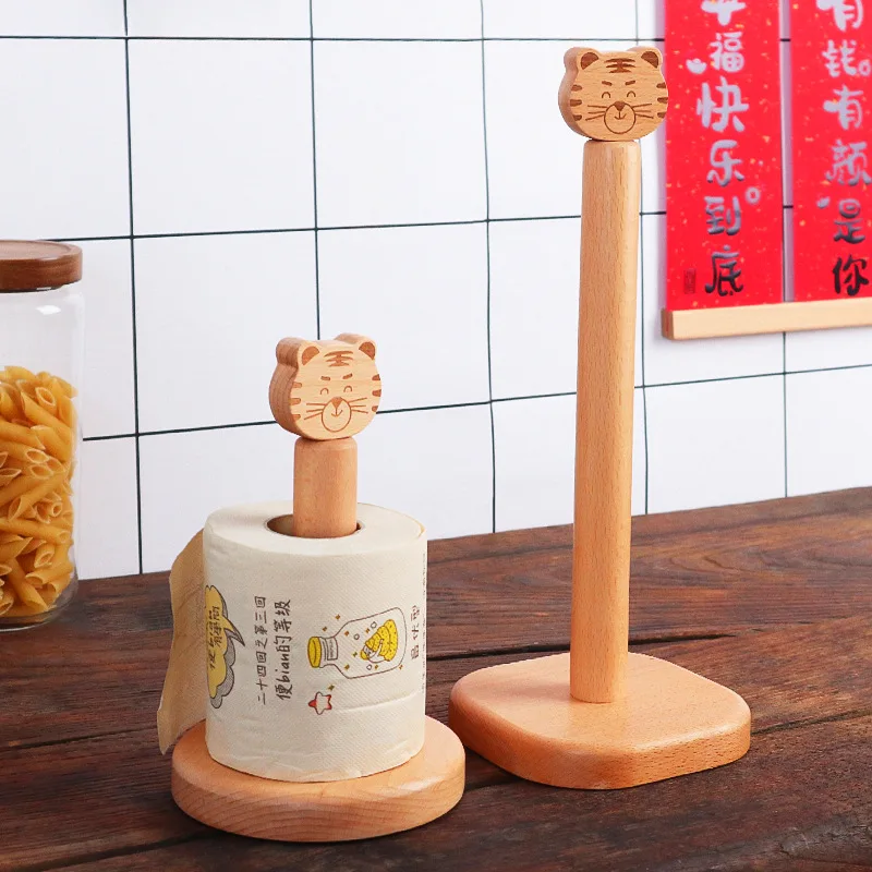 New Kitchen Towel Holder Creative New Year Tiger Vertical Roll Paper Holder Paper Towel Rack Portable Non-Slip Storage Rack