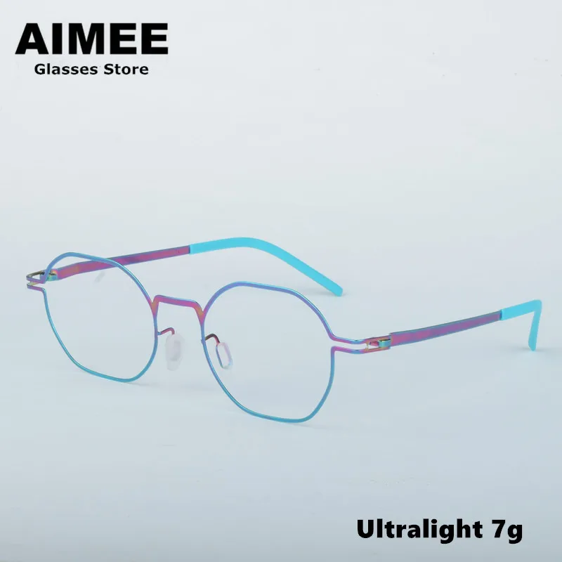 German Brand Ultralight No Screw Glasses Frame Men Women Polygon Eyeglasses High Quality Handmade Spectacles Reading Eyewear