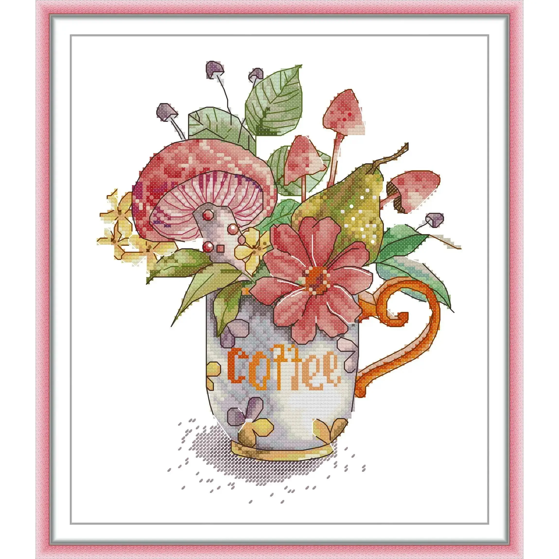 

Joy Sunday Pre-printed Cross Stitch Kit Easy Pattern Aida Stamped Fabric Embroidery Set-Coffee Cup