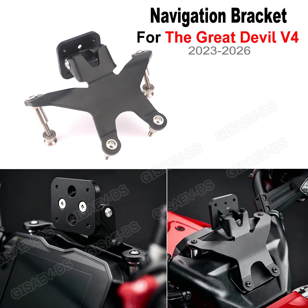 For Ducati The Great Devil V4 Motorcycle GPS Navigation Plate Phone Holder Stand Bracket Accessories 2020 - 2025 2026
