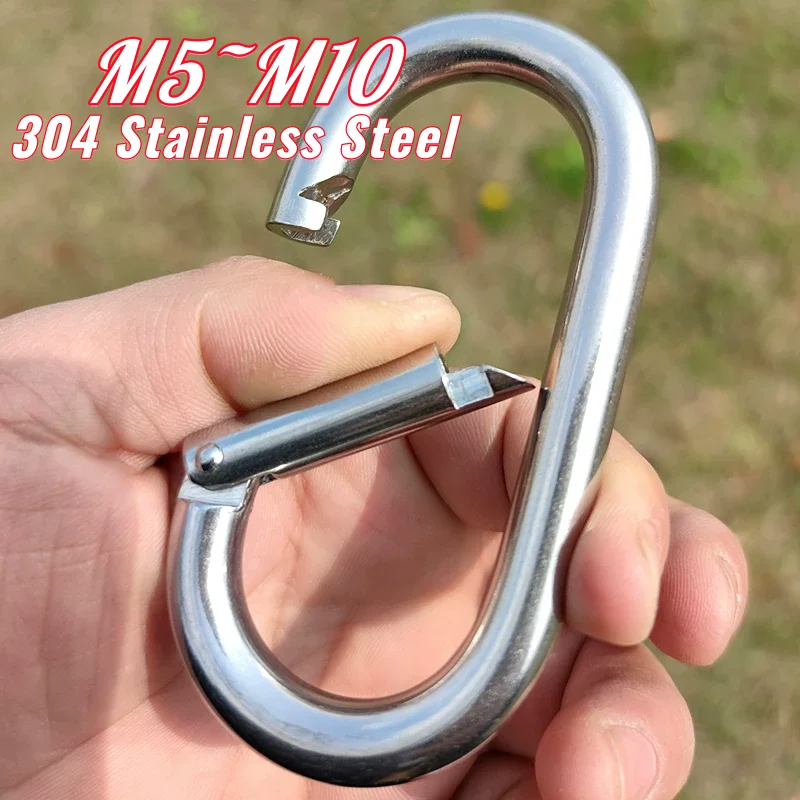 M5 M6 M8 M10 304 Stainless Steel Metal Oval Spring O Ring Release Rings Openable Carabiner Clips Buckle Track Spring Clips