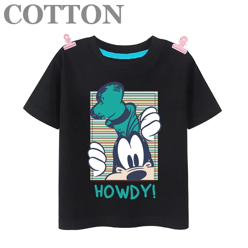 Goofy animation fashion cotton summer multicolor children's casual cartoon T-shirt round neck short sleeve Disney print