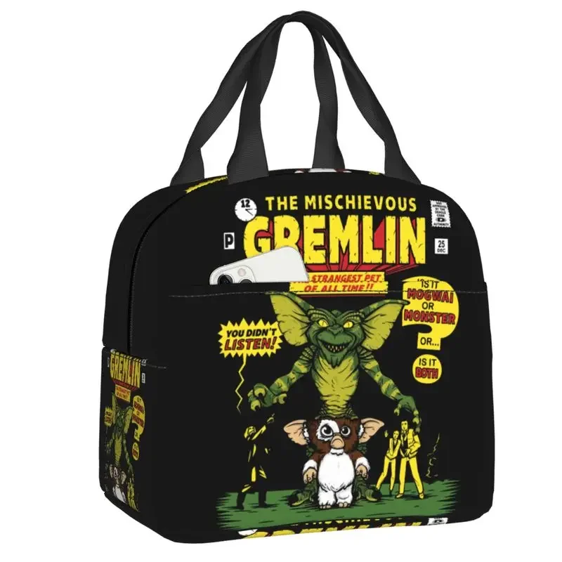 Cute Gizmo Gremlins Pattern Lunch Box Women Mogwai Thermal Cooler Food Insulated Lunch Bag Kids School Children Picnic Tote Bags