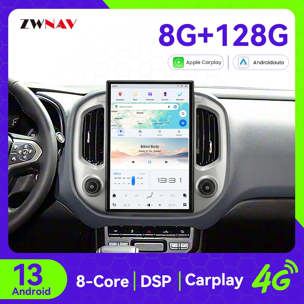 Android 13 CarPlay Car Radio 14.4 Inch Touch Screen For Chevrolet Colorado 2019-2023 GPS Navigation Multimedia Player Plug-play