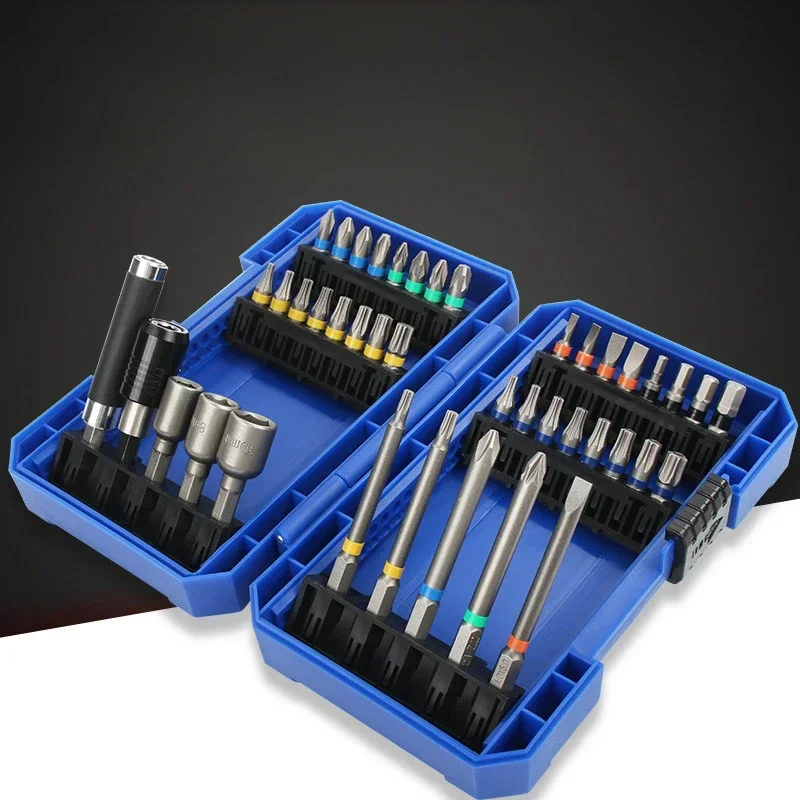 Electric Screwdriver Screwdriver Bit Set 42 Pieces Rainbow Magic Box Strong Magnetic Cross Shaped Hand Electric Drill Bit Driver