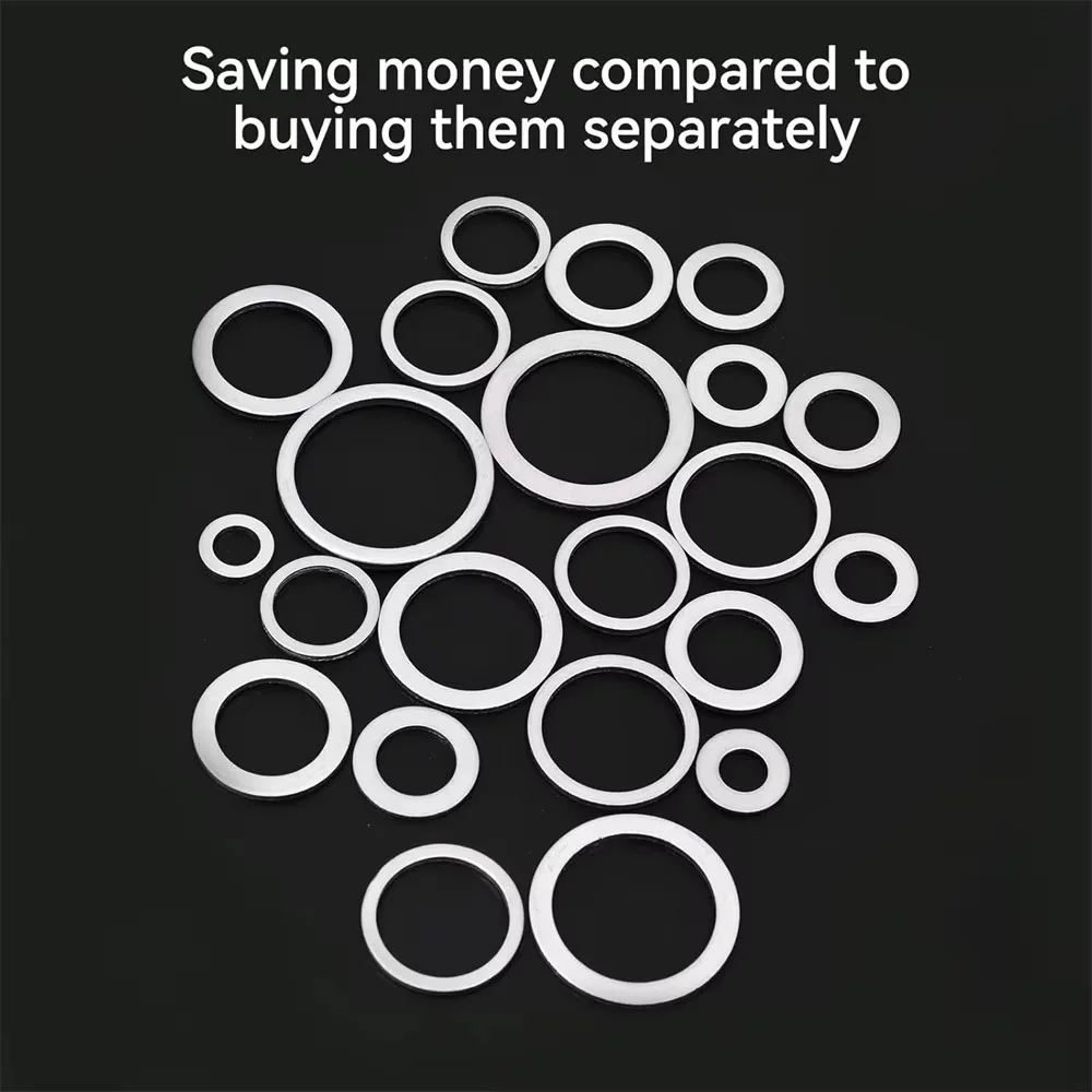 570 Pieces Of Aluminum Flat Washer Oil Drain Plug Gasket Combination Kit Oil Extrusion Gasket M6 M8 M10 M12 M14 M16 M18 M20