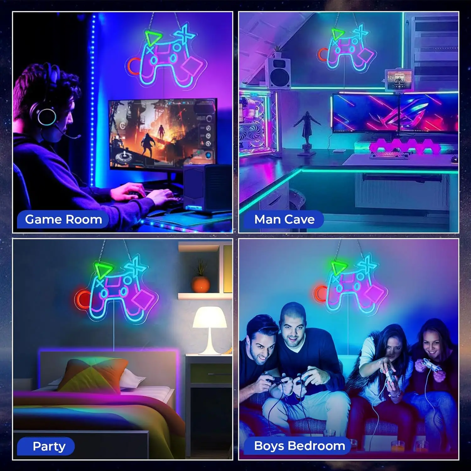 Gamepad letrero de neón para sala de juegos, letrero de neón personalizado, letrero de luz LED para sala de juegos, dormitorio, regalos para adolescentes