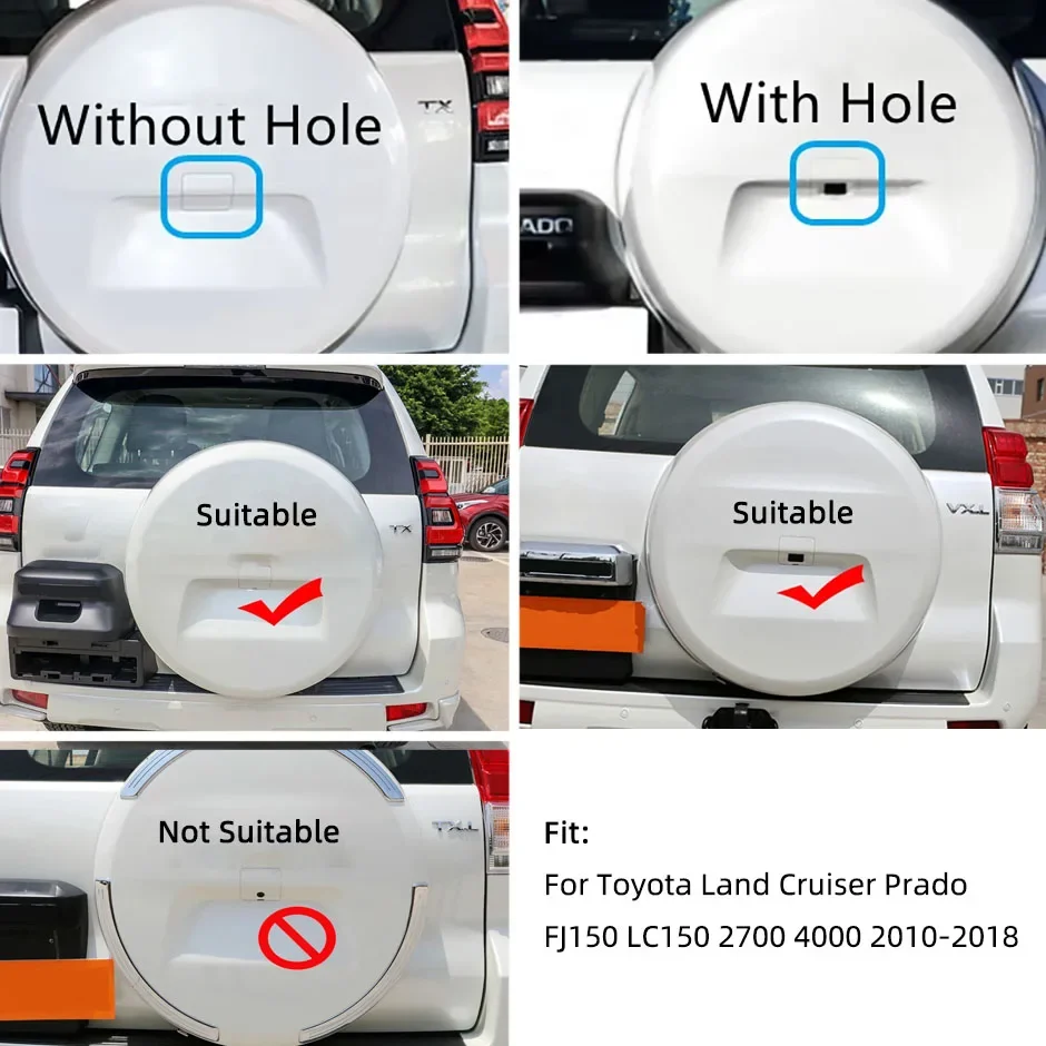 QXNY Backup Camera Reverse AHD or CVBS Parking Safety  for Toyota Land Cruiser Prado LC150 2010-2018 Tailgate Spare Tire Wheel