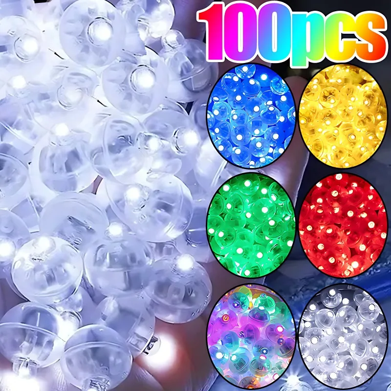 100/10Pcs Mini LED Balloon Light Colorful Flashing Luminous Tumbler Ball Lamp Lantern Light Christmas Wedding Party Decorations