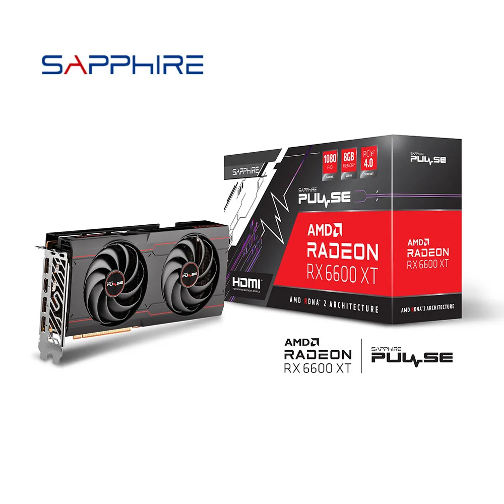 SAPPHIRE-Carte vidéo RX 6600XT 8 Go, processeur AMD Radeon Jas6, pour jeu d'ordinateur de bureau