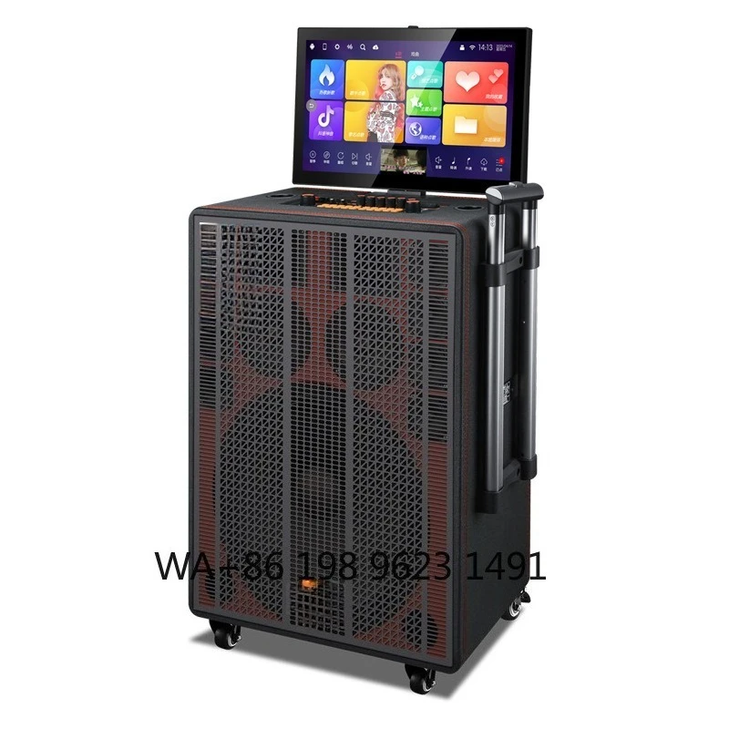 

500W RGB LED Waterproof Trolley Speaker Battery Powered 2.0 Channel Karaoke System with Display Screen for Outdoor Square Dance