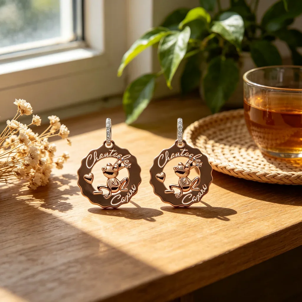 New Rose Gold Frog Prince Drop Earrings for Women, Openwork Charm Pendant Earrings, Cute Vintage Jewelry
