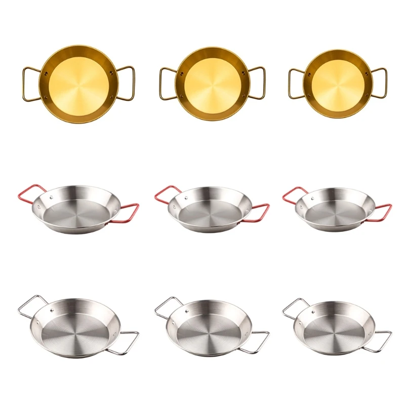 D5BD Round Shallow Metal Serving Dish with Double-Ear Design for Main Course Service, Shared Meals, and Family Dining Routines