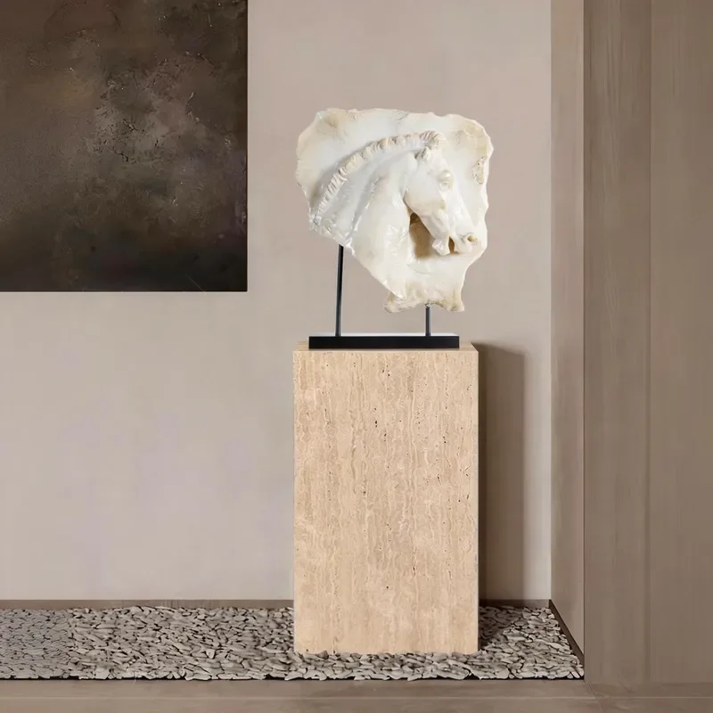 Athens Retro Horse Head Sculpture for Living Room Entrance Office Desktop Decoration Villa Hotel Art High End Ornament
