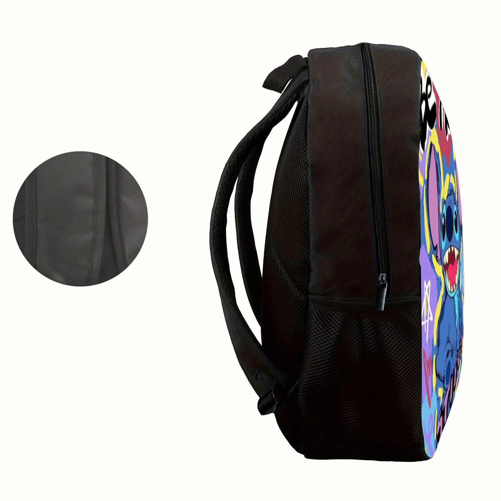 Stitch Patterned Backpack para pendulares e uso diário, estilo graffiti colorido, 1pc