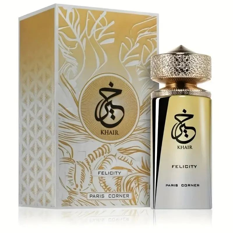 

Paris Corner | Khair Felicity perfume -3.4 fl oz | Neutral perfume with Champagne, Blackcurrant, Rose, Vanilla, Musk