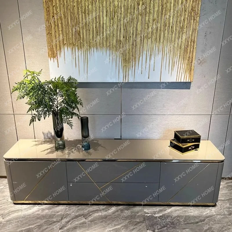 XXlight luxury TV cabinet, post-modern simple living room, solid wood piano paint locker