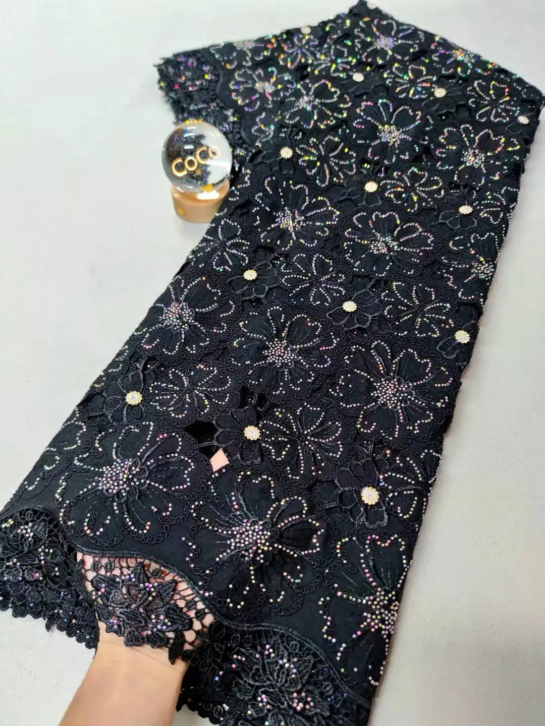 

Latest 2025 African Lace Fabric High Quality,Cotton Fabric Per Meter,Embroidery,Linen,Party Dresses,Tulle,Rhinestone,5 Yards