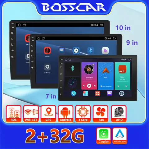 안드로이드12 2딘 9인치 카 라디오 멀티미디어 플레이어 2G+32G 카 라디오 내비게이션 GPS 오토라디오 4G LTE 블루투스 무선 카플레이