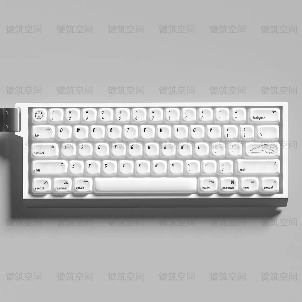 139 Keys/set Polar Bear Themed Keycaps White PC Top Printed Key Caps MOA Profile Keycap With ISO Enter 7U Spacebar MAC BOW
