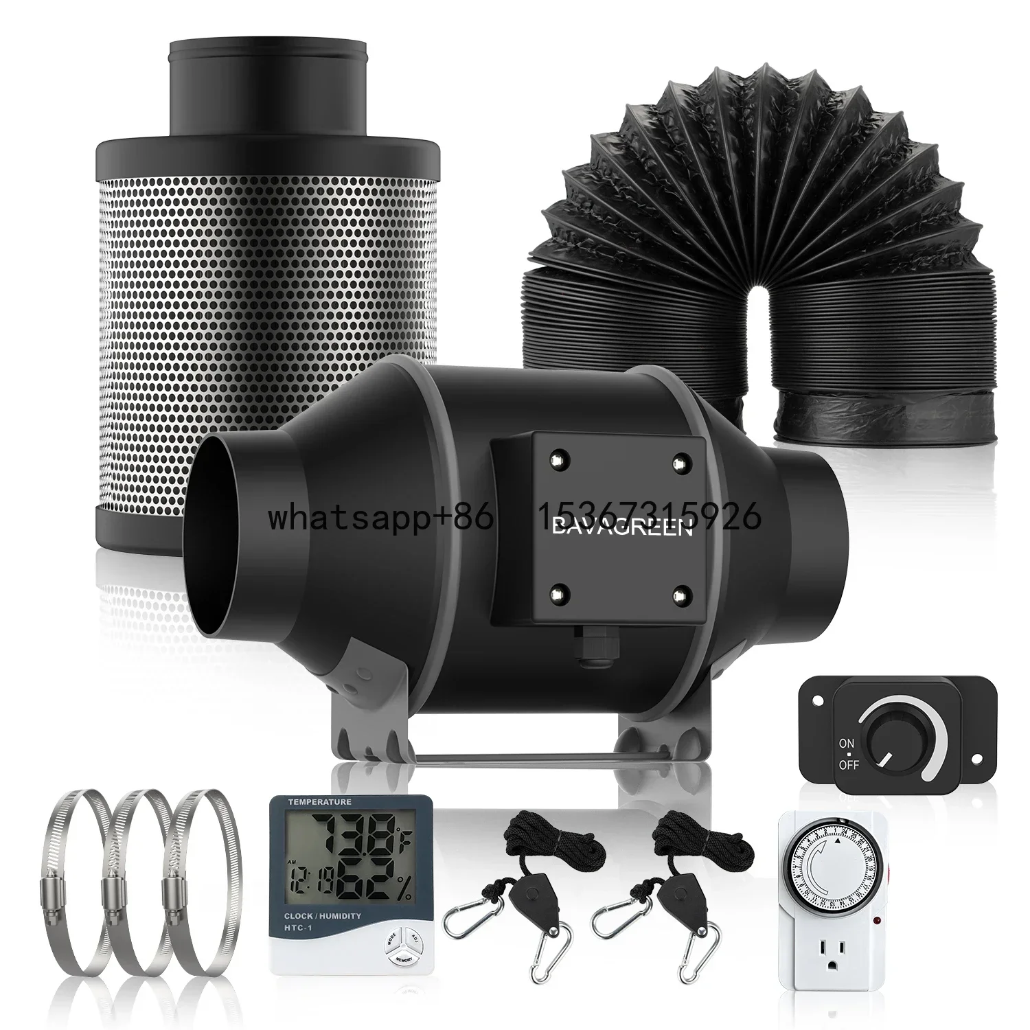 New hot 8 Inch Variable Speed Controller In-line Duct Fan Air Carbon Filter Ducting Combo Kit For Growing Tents