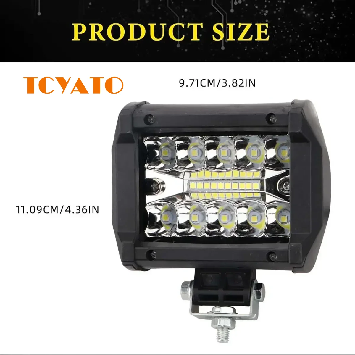 TCYATO  Automotive LED work light 4-inch 60W three row spotlight external spotlight plastic