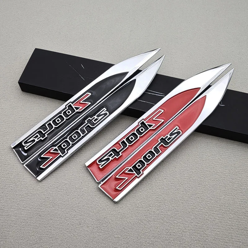 

2 шт. 3D металлический логотип SPORTS, эмблема, значок бокового крыла, двери, лезвие, автомобильная наклейка для Toyota Camry Corolla Highlander Honda, аксессуары