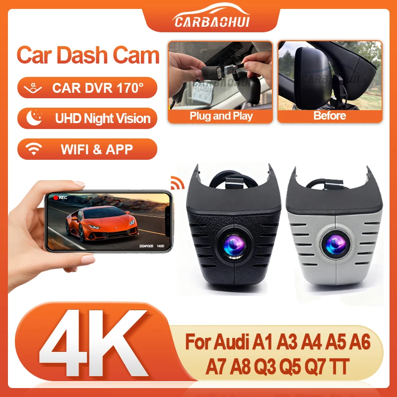4K 2160P Car Dvr Plug and play Dash Cam Camera For Audi A1 A3 A4 A5 A6 A7 A8 Q3 Q5 Q7 TT 2013-2015 HD Night vision Dash Cam