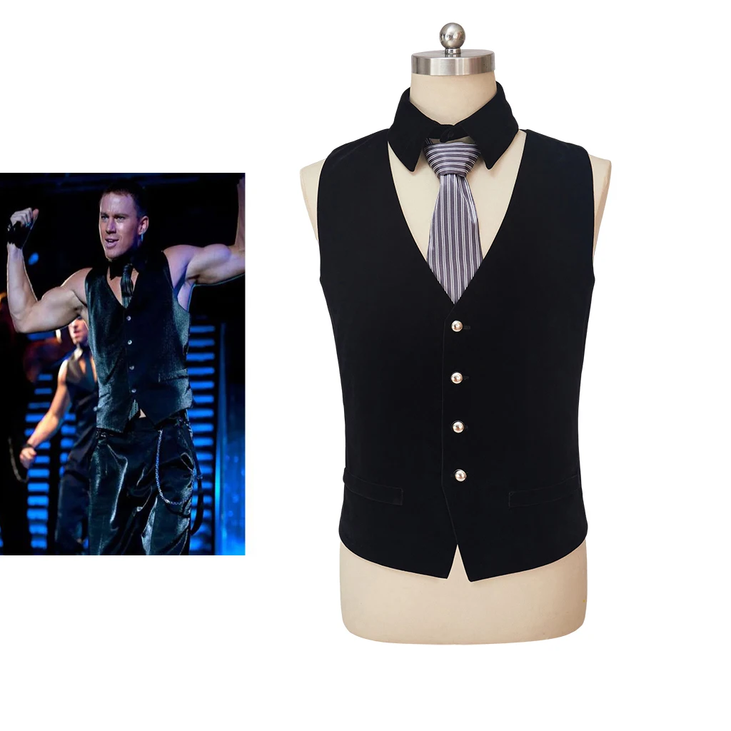 

Movie Cosplay Mike Stage Performance Costume for Men Black Vest Tie Suit Halloween Carnival Party Dancing Show Outfits