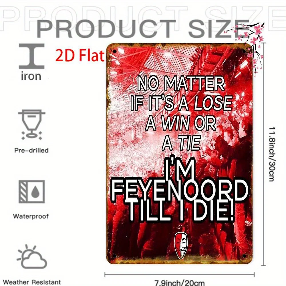 Vintage Metal Sign FEYENOORD Passion - Retro Wall Art with Red,Black Design, Waterproof,Dustproof, Perfect for Home Decor, Pa