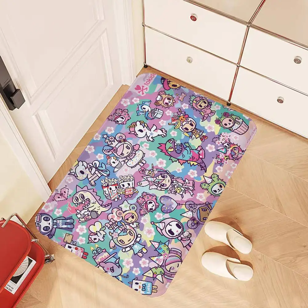 Popular Fashion T-Tokidoki LOGO Bathroom Mat Kids Room Bedroom Decoration Balcony Anti-Slip Doormat Living Room Welcome Rug